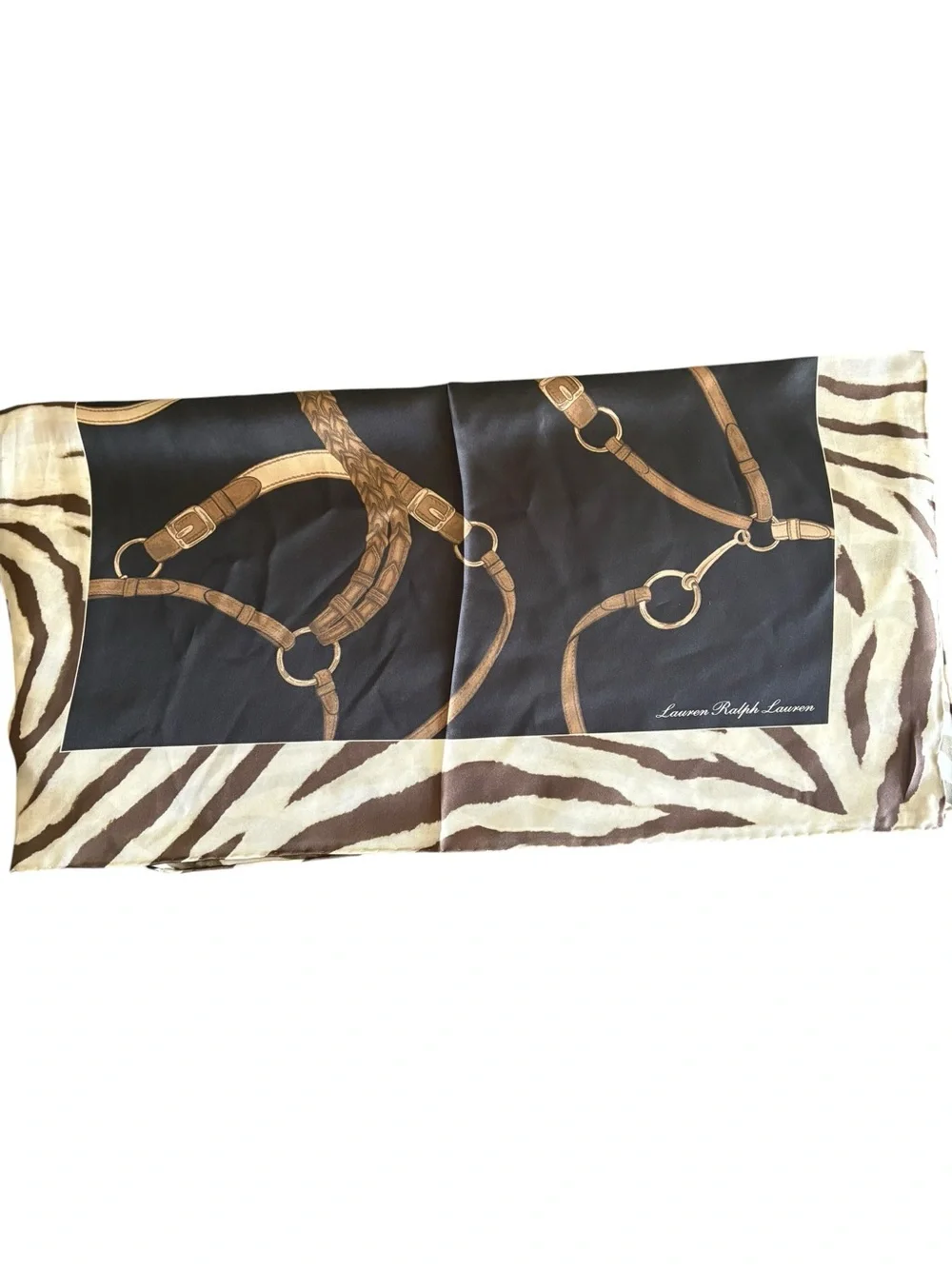 Women’s Lauren Ralph Lauren Square Silk Scarf Brindle Pattern 25x25